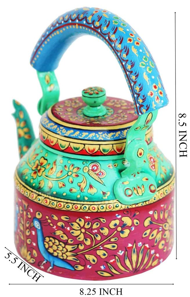 Hand Painted Traditional Aluminium Colourful Tea Pot . - Image 2