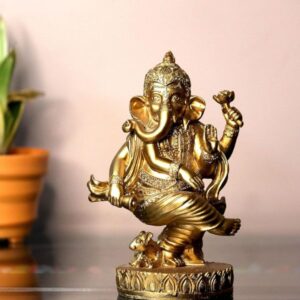 Beautiful Golden Finish Ganesha in Dancing showpiece
